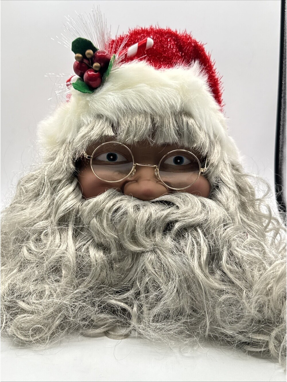 Vintage Large 12” Fiber Optic Santa Claus Tabletop Christmas Decoration With Box